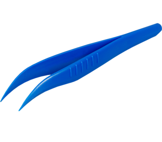 Single-use tweezers, blue, pointed/angled