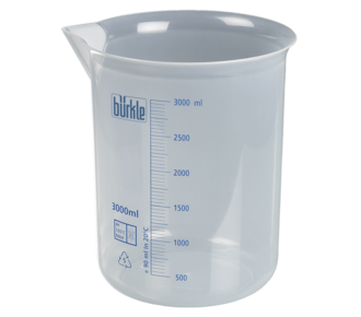 Laborbecher, Griffinbecher PP, blaue Skala