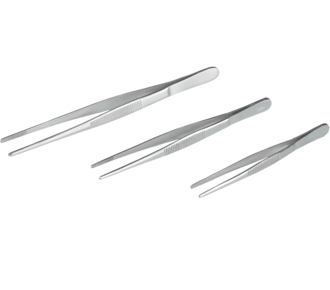 Forceps, stainless steel, blunt, straight